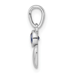 Sterling Silver Rhodium-plated Lab Created Sapphire Heart Pendant