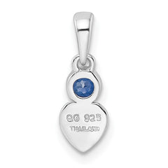 Sterling Silver Rhodium-plated Lab Created Sapphire Heart Pendant
