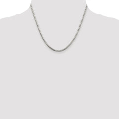 Sterling Silver Rhodium-plated 2.5mm 8 Sided Diamond-cut Box Chain - 8