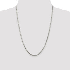 Sterling Silver Rhodium-plated 2.5mm 8 Sided Diamond-cut Box Chain