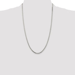 Sterling Silver Rhodium-plated 2.5mm 8 Sided Diamond-cut Box Chain - 2