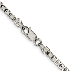 Sterling Silver Rhodium-plated 2.9mm 8 Sided Diamond-cut Box Chain - 7