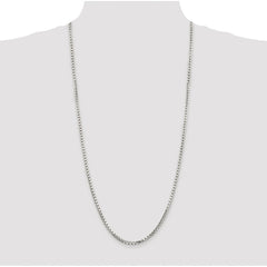 Sterling Silver Rhodium-plated 2.9mm 8 Sided Diamond-cut Box Chain - 7