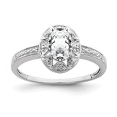 Sterling Silver Rhodium-plated Diam. & White Topaz Ring - 12