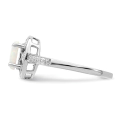 Sterling Silver Rhodium-plated Diam. & Created Opal Ring - 3