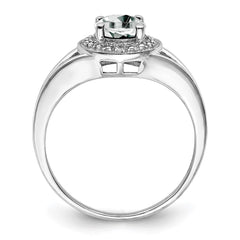 Sterling Silver Rhodium-plated Diam. & White Topaz Ring - 3