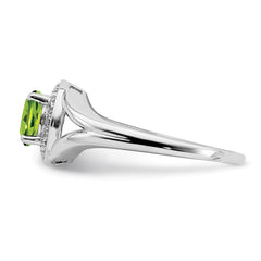 Sterling Silver Rhodium-plated Diam. & Peridot Ring - 2