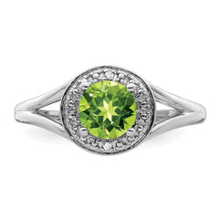 Sterling Silver Rhodium-plated Diam. & Peridot Ring - 4