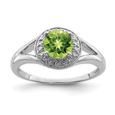 Sterling Silver Rhodium-plated Diam. & Peridot Ring - 3