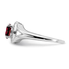 Sterling Silver Rhodium-plated Diam. & Garnet Ring - 4
