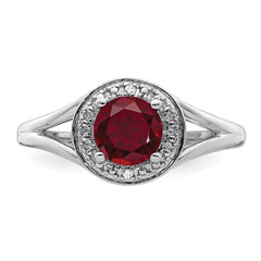 Sterling Silver Rhodium-plated Diam. & Created Ruby Ring - 2