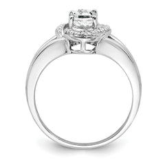 Sterling Silver Rhodium-plated Diam. & White Topaz Ring - 7