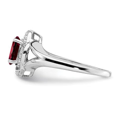 Sterling Silver Rhodium-plated Diam. & Garnet Ring - 12