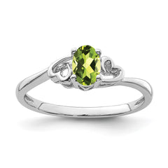 Sterling Silver Rhodium-plated Peridot Ring - 17