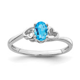 Sterling Silver Rhodium-plated Light Swiss Blue Topaz Ring - 12