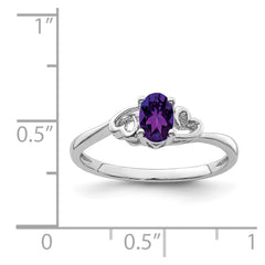Sterling Silver Rhodium-plated Amethyst Ring - 30
