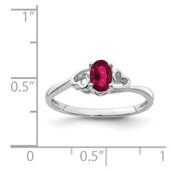 Sterling Silver Rhodium-plated Created Ruby Ring - 16