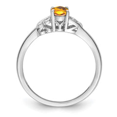 Sterling Silver Rhodium-plated Citrine Ring - 12