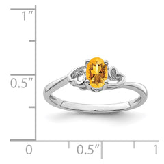 Sterling Silver Rhodium-plated Citrine Ring - 12