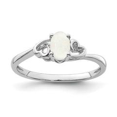 Sterling Silver Rhodium-plated Created Opal Ring - 14