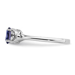 Sterling Silver Rhodium-plated Created Sapphire Ring - 17