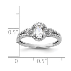 Sterling Silver Rhodium-plated White Topaz & Diam. Ring - 14