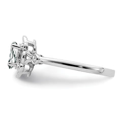 Sterling Silver Rhodium-plated White Topaz & Diam. Ring - 5
