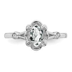 Sterling Silver Rhodium-plated White Topaz & Diam. Ring - 4