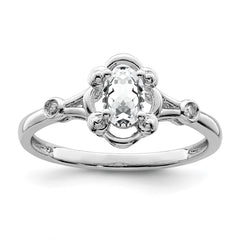 Sterling Silver Rhodium-plated White Topaz & Diam. Ring - 4