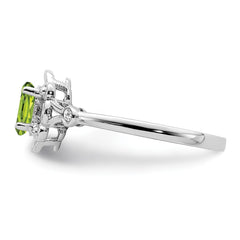 Sterling Silver Rhodium-plated Peridot & Diam. Ring - 2