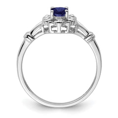 Sterling Silver Rhodium-plated Created Sapphire & Diam. Ring - 23
