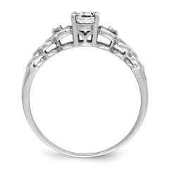 Sterling Silver Rhodium-plated White Topaz & Diam. Ring - 18