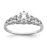 Sterling Silver Rhodium-plated White Topaz & Diam. Ring - 19