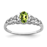 Sterling Silver Rhodium-plated Peridot & Diam. Ring - 22