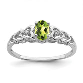 Sterling Silver Rhodium-plated Peridot & Diam. Ring - 16