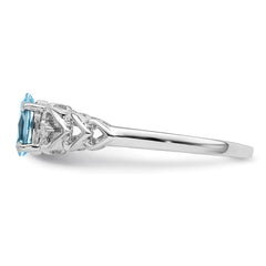 Sterling Silver Rhodium-plated Swiss Blue Topaz & Diam. Ring - 5