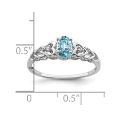 Sterling Silver Rhodium-plated Swiss Blue Topaz & Diam. Ring - 5
