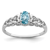 Sterling Silver Rhodium-plated Swiss Blue Topaz & Diam. Ring - 2