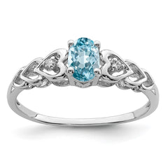 Sterling Silver Rhodium-plated Swiss Blue Topaz & Diam. Ring - 5