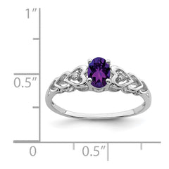 Sterling Silver Rhodium-plated Amethyst & Diam. Ring - 20
