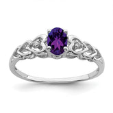 Sterling Silver Rhodium-plated Amethyst & Diam. Ring - 20