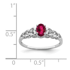 Sterling Silver Rhodium-plated Created Ruby & Diam. Ring - 20