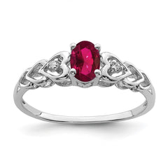 Sterling Silver Rhodium-plated Created Ruby & Diam. Ring - 20
