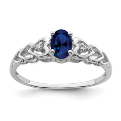 Sterling Silver Rhodium-plated Created Sapphire & Diam. Ring - 11