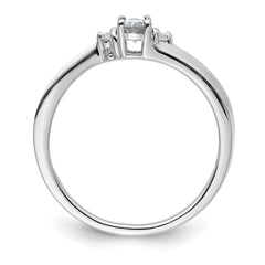 Sterling Silver Rhodium-plated CZ & Diamond Birthstone Ring - 2