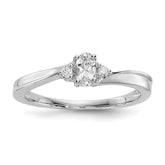 Sterling Silver Rhodium-plated CZ & Diamond Birthstone Ring - 2