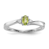 Sterling Silver Rhodium-plated Peridot & Diamond Birthstone Ring - 2