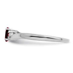 Sterling Silver Rhodium-plated Garnet/Diamond Birthstone Ring - 2