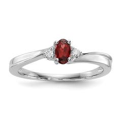 Sterling Silver Rhodium-plated Garnet/Diamond Birthstone Ring - 2