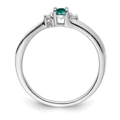 Sterling Silver Rhod-plated Created Alexandrite/Diamond Birthstone Ring - 3